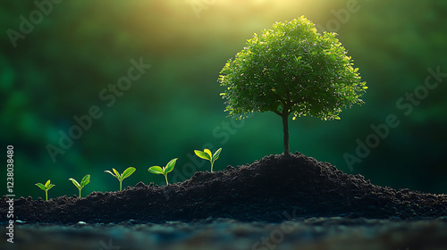 Vibrant timeline with a tree growing along it, symbolizing sustainable business growth over time timeline, growth, sustainability, high resolution AI Generative image