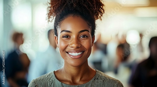 Portrait of a Confident and Smiling Black Businesswoman in a Modern Office Setting