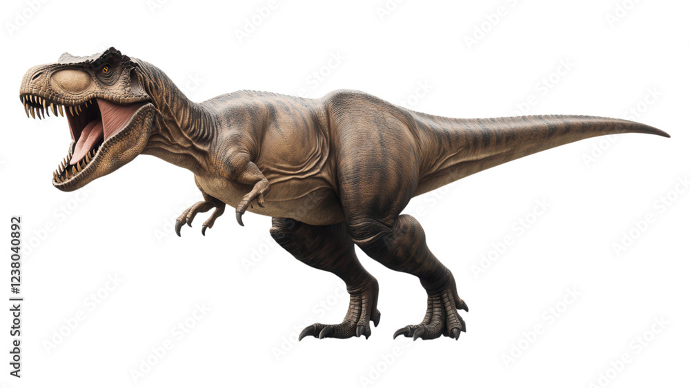 T-Rex Roar Silhouette, striking depiction of a roaring dinosaur against a clean white backdrop, perfect for bold graphic designs and illustrations