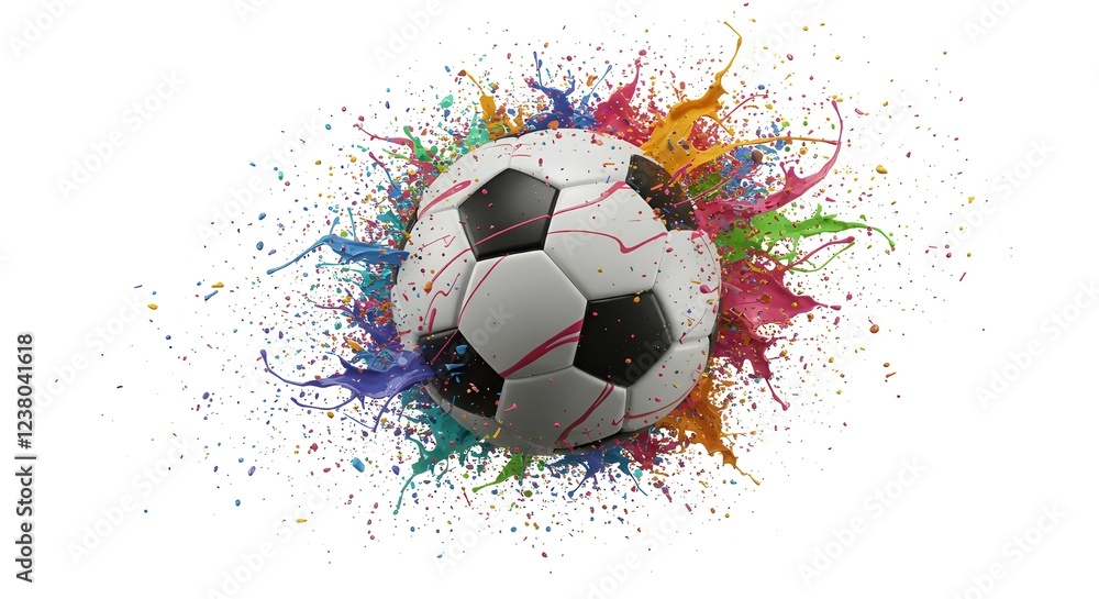 Fototapeta premium Soccer Ball Paint Splash Action Photo