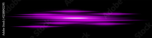 Abstract light streaks background. Glowing pink horizontal lines with motion blur effect on a dark backdrop. Futuristic speed, energy flow, laser beams, and technology concept.