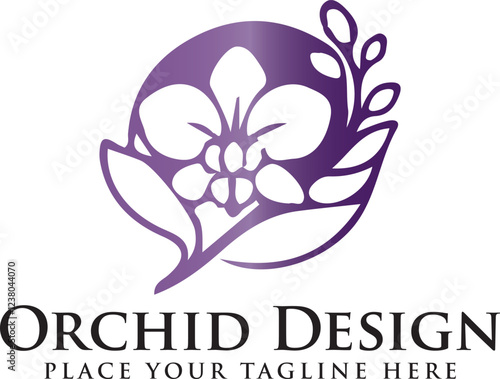 Orchid flower icons. Floral symbol. Round icons button, vector, sign, symbol, logo, illustration, editable stroke, flat design style isolated on white
