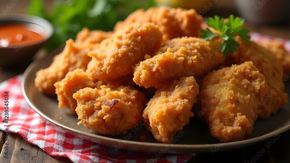 chicken nuggets with french fries and sauce chicken nuggets with french fries and sauce