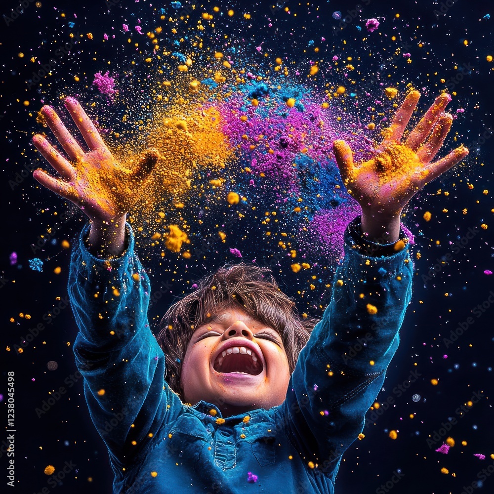 Festive Holi Celebration with Vibrant Color Splashes Festive Holi Celebration with Vibrant Color Splashes