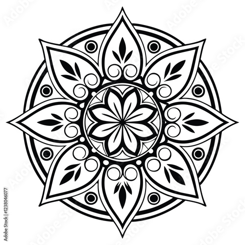 MANDALA DESIGN BLACK AND WHITE COLORE