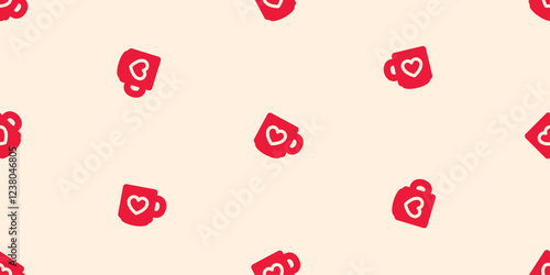 coffee cup seamless pattern valentine heart vector hot tea drink cartoon doodle scarf isolated gift wrapping paper tile wallpaper repeat background illustration design