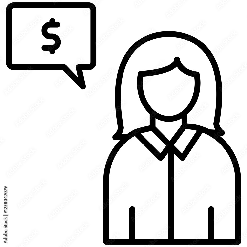Female Advisor Line Icon Style Female Advisor Line Icon Style