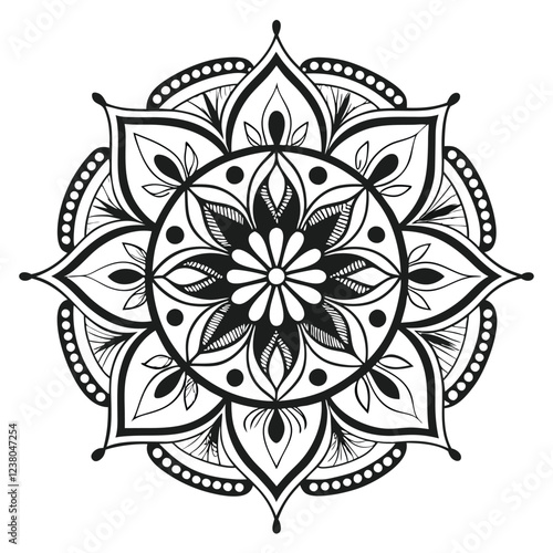 MANDALA DESIGN BLACK AND WHITE COLORE