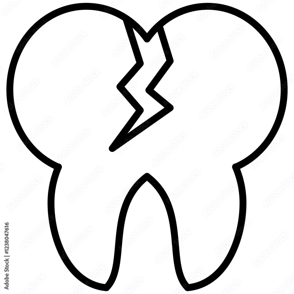 Broken Tooth Line Icon Style