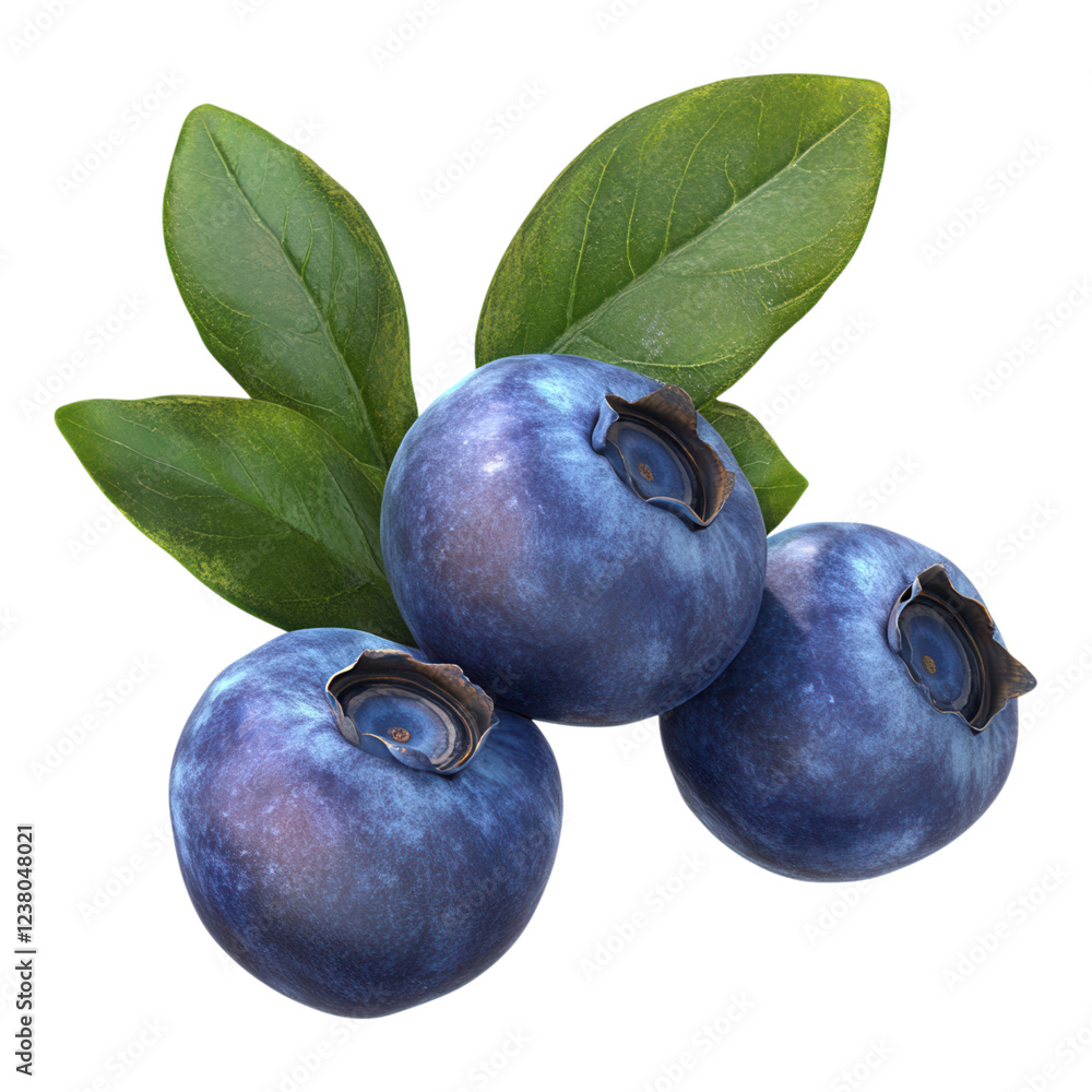 Obraz premium Blueberry Cluster with Shading, vibrant blue berries, rich textures, transparent background, perfect for digital design and illustrations