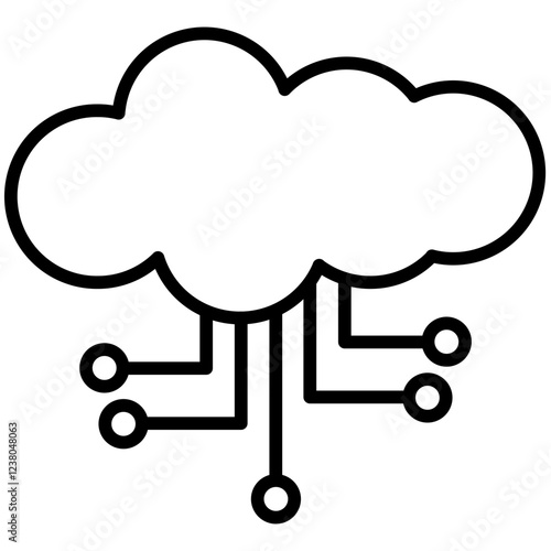 Cloud Computing Line Icon Style