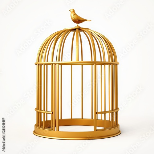 Wallpaper Mural Golden birdcage with an open door, isolated on a clean white background Torontodigital.ca