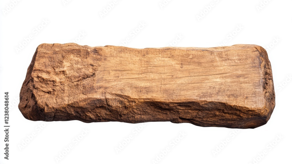 Rustic Large Thick Wooden Plank with Natural Texture on White Background Rustic Large Thick Wooden Plank with Natural Texture on White Background