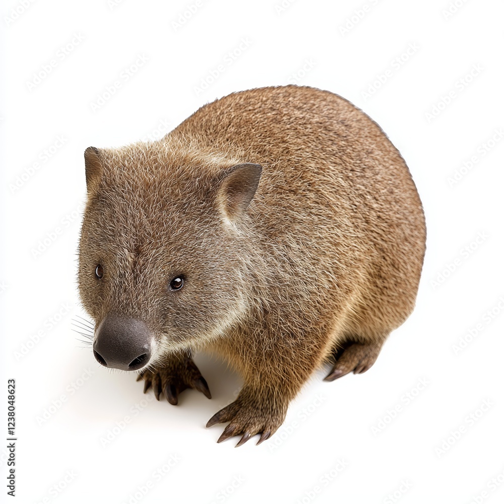 Fototapeta premium Wombat Isolated on White Background, Minimalist Product Photography for Marketing
