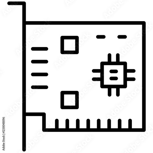 Network Interface Card Line Icon Style