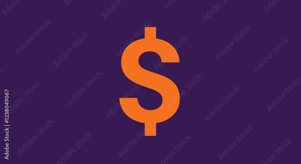 Fototapeta premium Money symbol images. This image shows an orange dollar sign on a dark purple background. Vector illustration design.