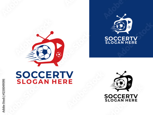 Television Soccer logo design vector. Soccer or Football sports channel logo design template