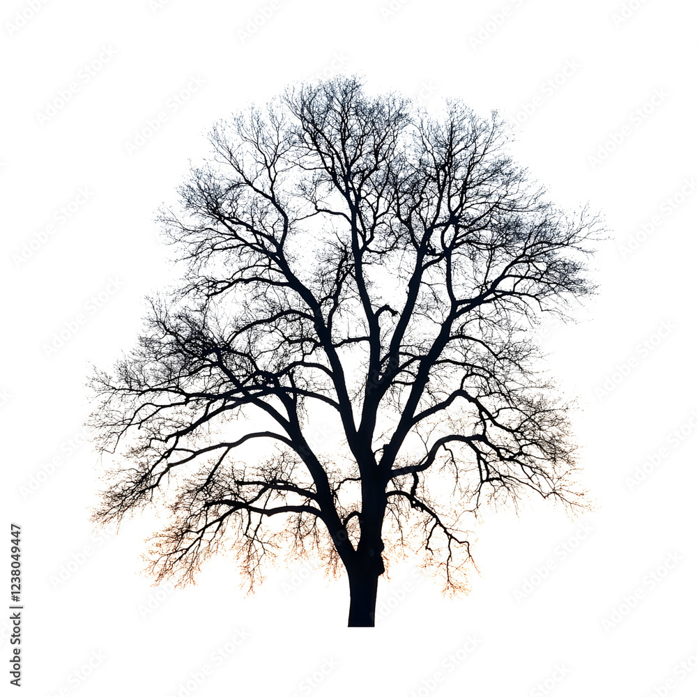 Peaceful Winter Sunset with Silhouettes of Bare Trees Isolated on Transparent Background Peaceful Winter Sunset with Silhouettes of Bare Trees Isolated on Transparent Background