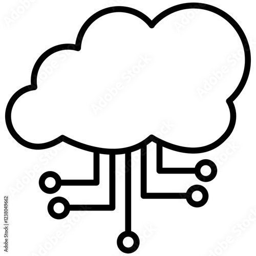 Cloud Computing Line Icon Style