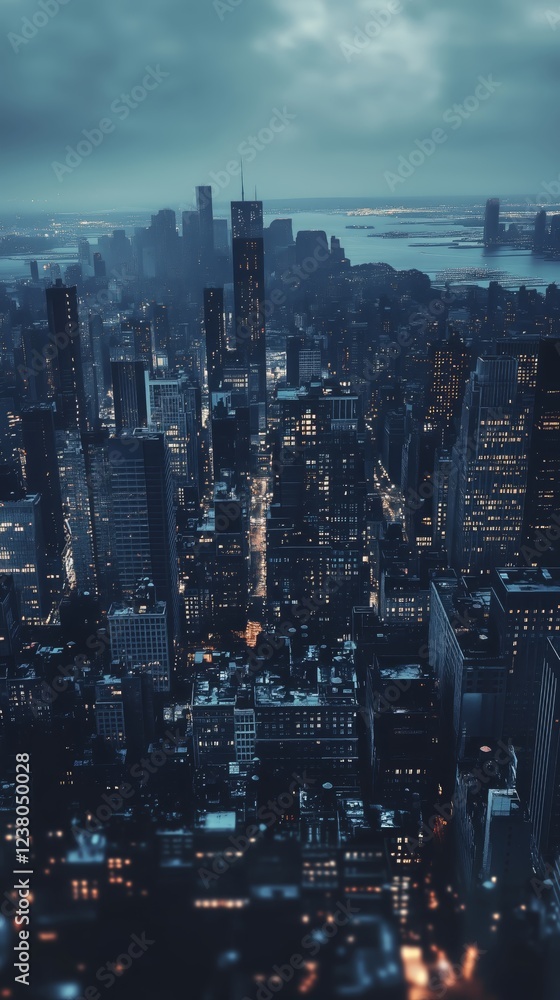 Obraz premium Metropolitan Skyline at Night with City Lights - Made with Generative AI