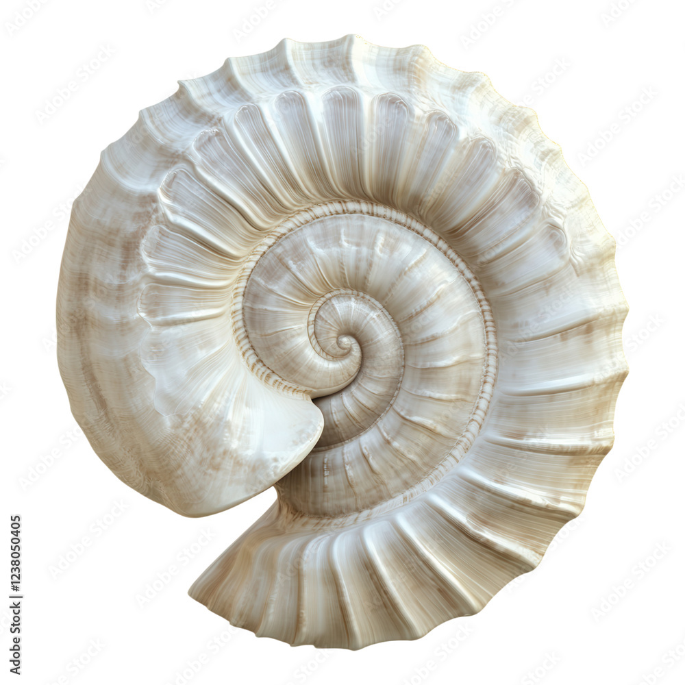 Obraz premium Seashell with delicate shading, transparent background, ideal for digital designs, illustrations, and marine-themed projects.
