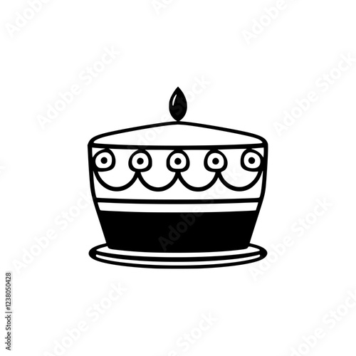 A delectable cake, perfect for birthdays or celebrations. This image showcases a rich, delicious dessert with a lit candle, symbolizing joy and festivity.