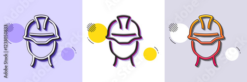 Foreman line icon. Halftone dotted pattern. Gradient icon with grain shadow. Engineer or architect sign. Construction helmet symbol. Line foreman icon. Various designs. Vector