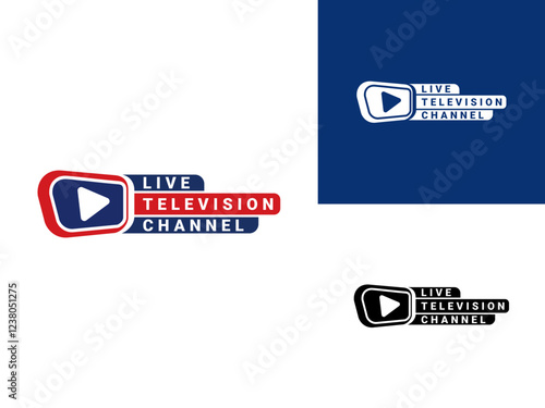 Television Media Play logo design vector. TV or Television Online channel logo design template