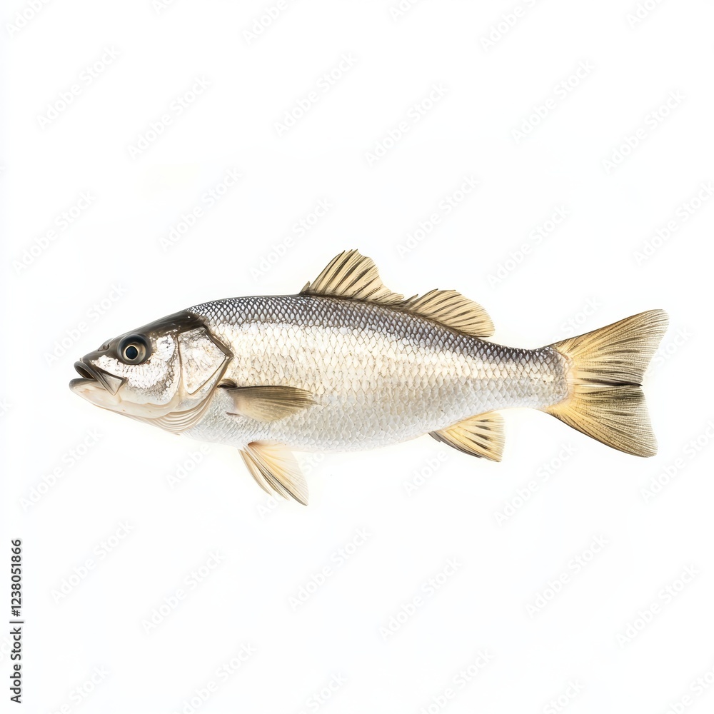 Fish isolated on white background for food or aquatic marketing campaigns Fish isolated on white background for food or aquatic marketing campaigns