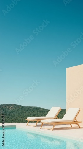 Minimalist Luxury Escape Infinity Pool with Scenic Mountain Vista, Modern Cabanas - Premium Resort Marketing and Elevated Relaxation Experience photo