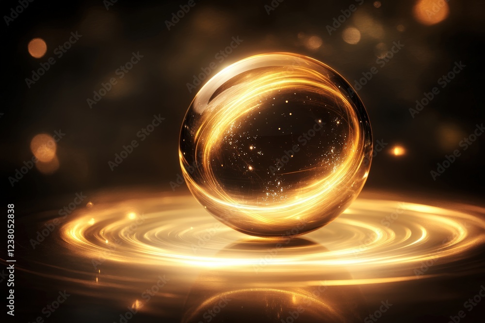 Glowing orb with swirling light anomalies in dark background Glowing orb with swirling light anomalies in dark background