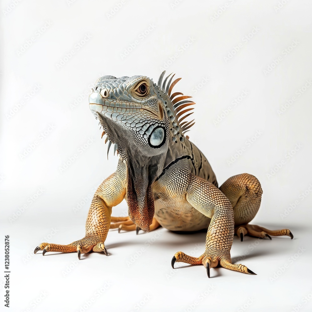 Obraz premium Iguana isolated on white background for wildlife marketing campaigns