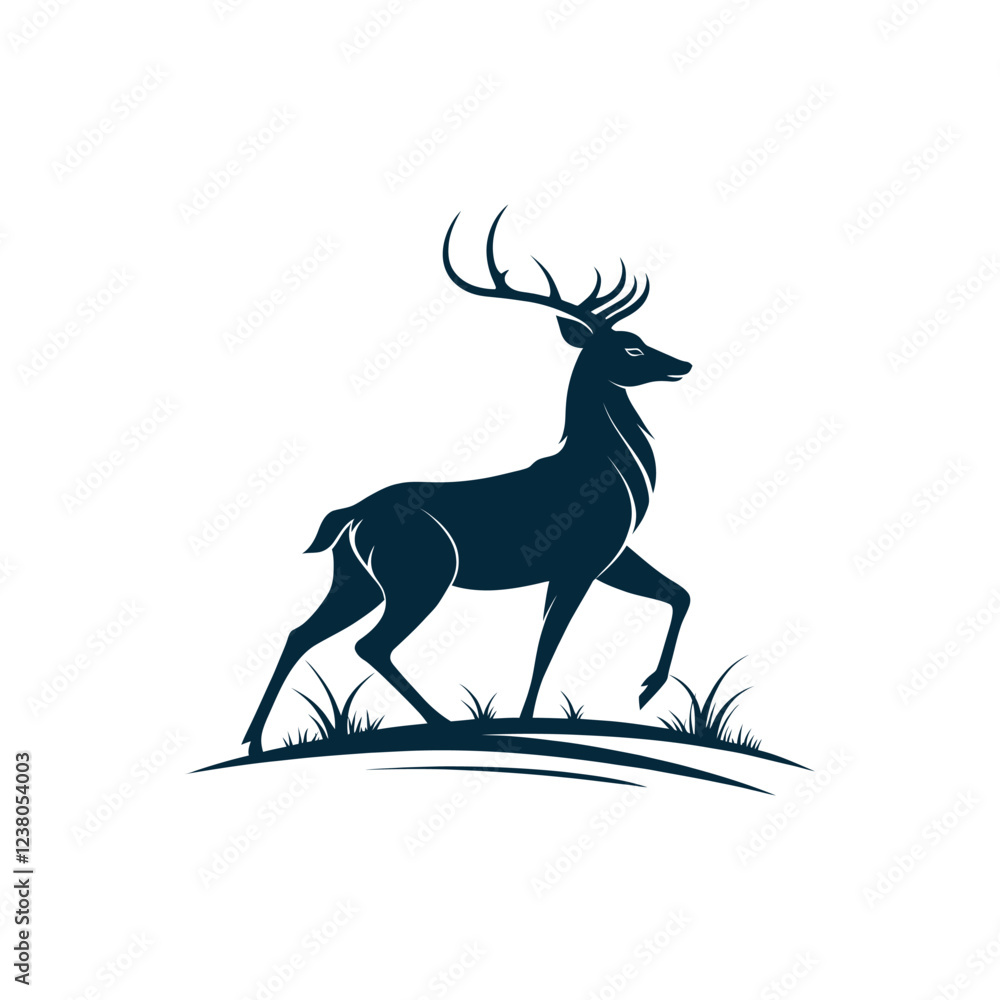 Fototapeta premium deer silhouette vector line art logo design