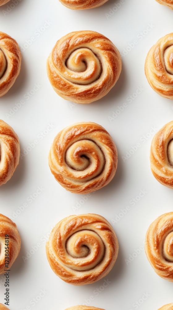Artisanal Cinnamon Roll Display Freshly Baked Golden Rolls on White Surface - Premium Bakery Visuals and Comfort Food Marketing for Culinary Brands Artisanal Cinnamon Roll Display Freshly Baked Golden Rolls on White Surface - Premium Bakery Visuals and Comfort Food Marketing for Culinary Brands