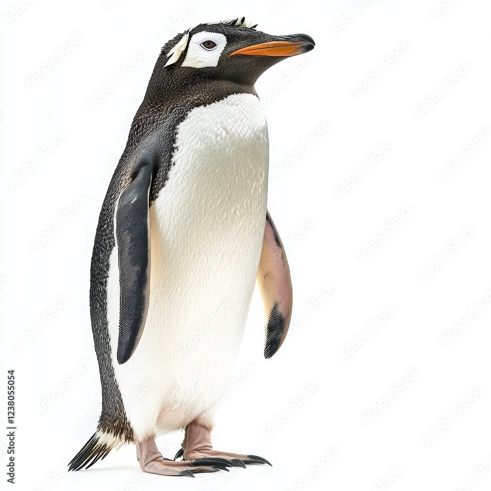 Fototapeta premium Rockhopper Penguin isolated on white background for wildlife marketing campaigns
