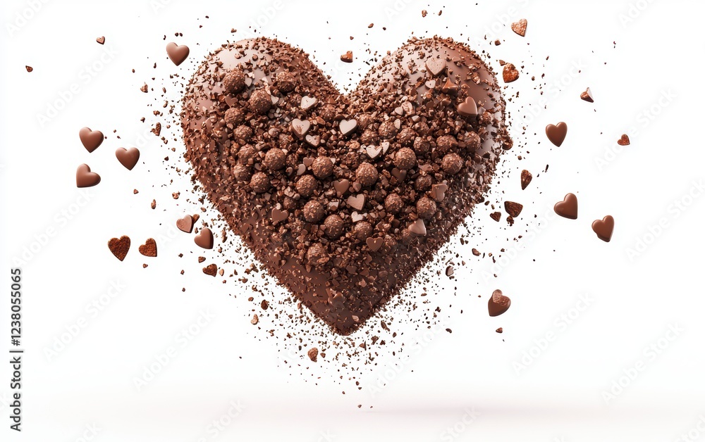 Heart built from chocolate truffles and cocoa dust for Saint Valentines Day and 8 March Womens Day isolated on a white background Heart built from chocolate truffles and cocoa dust for Saint Valentines Day and 8 March Womens Day isolated on a white background