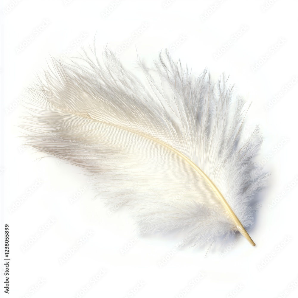 Obraz premium Swan Feather on White Background for Product Showcase and Marketing Campaigns