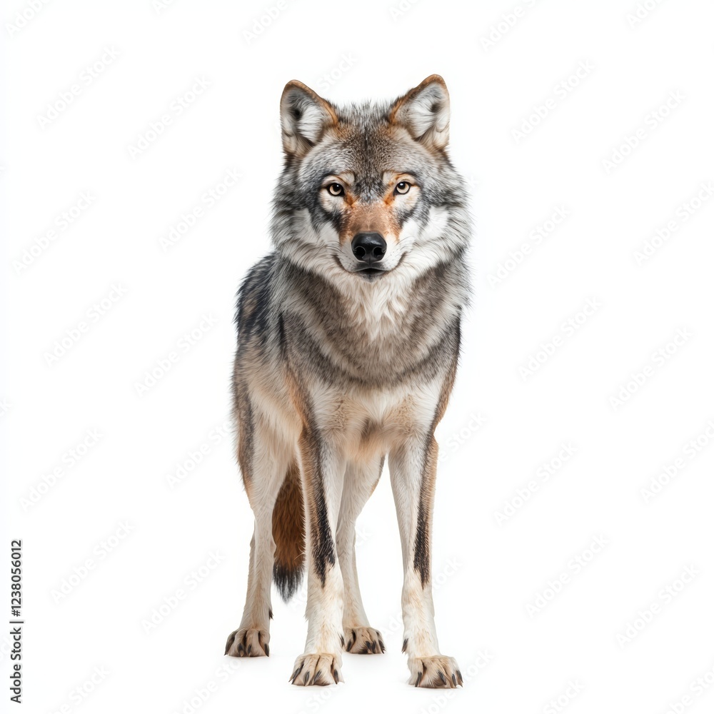 Tundra Wolf Portrait on White Background for Wildlife Conservation Campaigns Tundra Wolf Portrait on White Background for Wildlife Conservation Campaigns