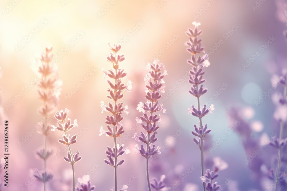 Lavender blooming display serene garden flower photography soft light close-up view nature's beauty Lavender blooming display serene garden flower photography soft light close-up view nature's beauty