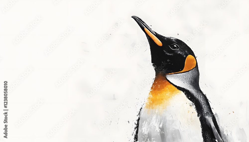 Fototapeta premium Majestic King Penguin Portrait Painted in Artistic Style