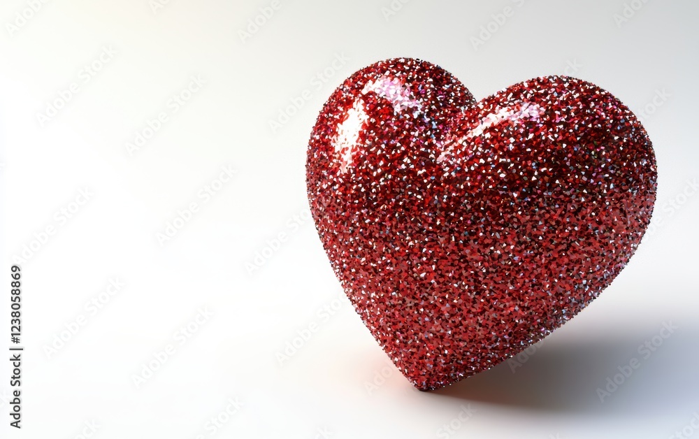 Fototapeta premium Heart shaped from shimmering diamond dust for Saint Valentines Day and 8 March Womens Day isolated on a white background