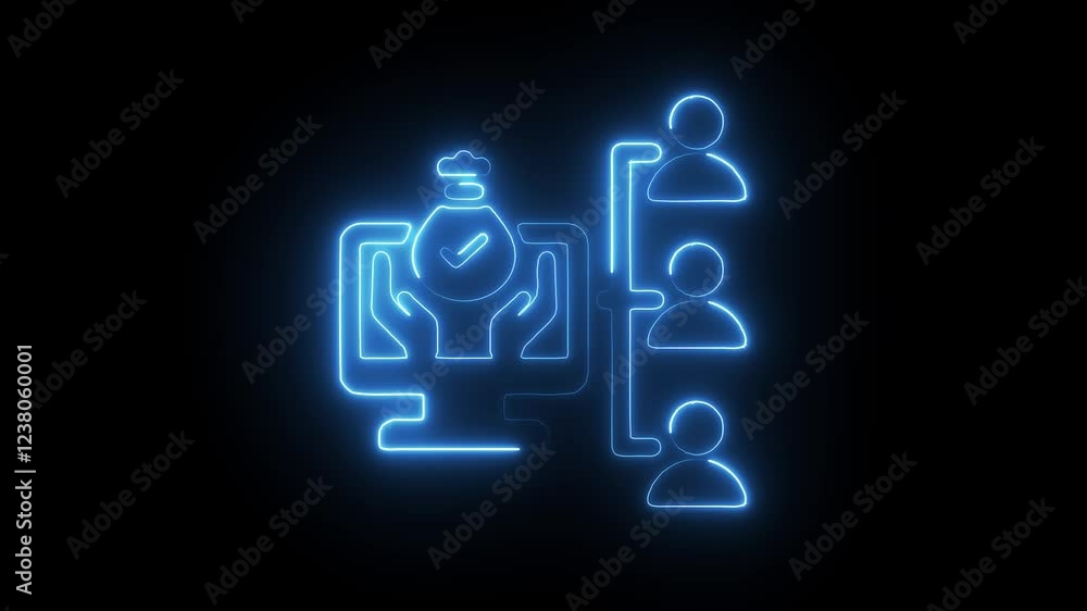 Glowing Neon Asset Management Icon Animation on Black Background, HD Motion Graphic Representing Finance, Investment, and Business Strategy Glowing Neon Asset Management Icon Animation on Black Background, HD Motion Graphic Representing Finance, Investment, and Business Strategy
