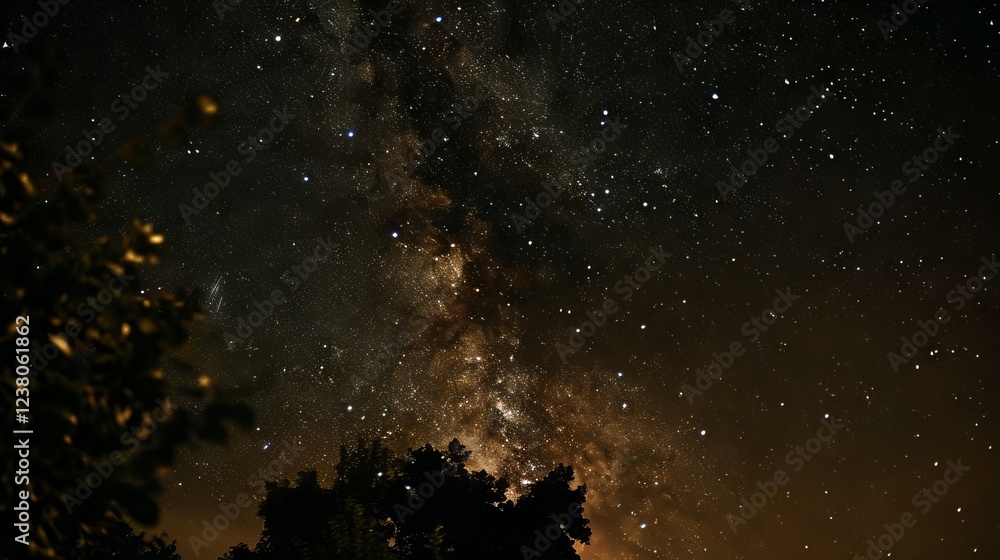 Incredibly beautiful Milky Way galaxy with countless stars illuminating the night sky during a serene summer evening, showcasing the vastness of the universe Incredibly beautiful Milky Way galaxy with countless stars illuminating the night sky during a serene summer evening, showcasing the vastness of the universe