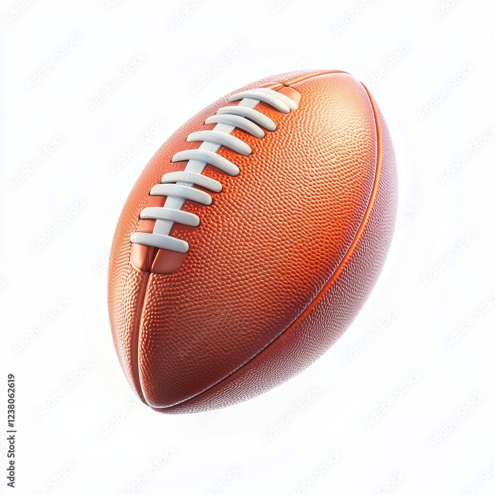 Official-size American football with a textured grip surface, placed on a bright white background Official-size American football with a textured grip surface, placed on a bright white background