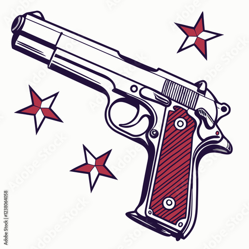 pistol color image on a white background 