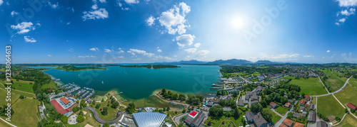 Die Region am Westufer des Chiemsee bei Prien-Stock aus der Vogelperspektive photo