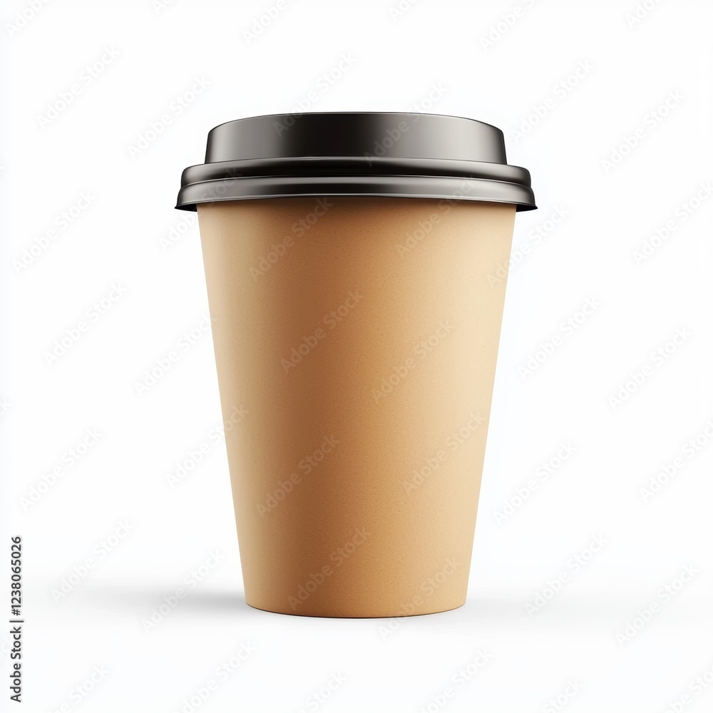 Paper cup with a lid mockup for coffee shop branding, isolated on a clean white background Paper cup with a lid mockup for coffee shop branding, isolated on a clean white background