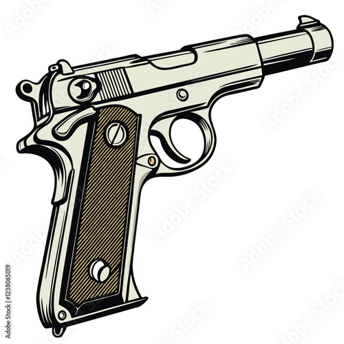 pistol color image on a white background 