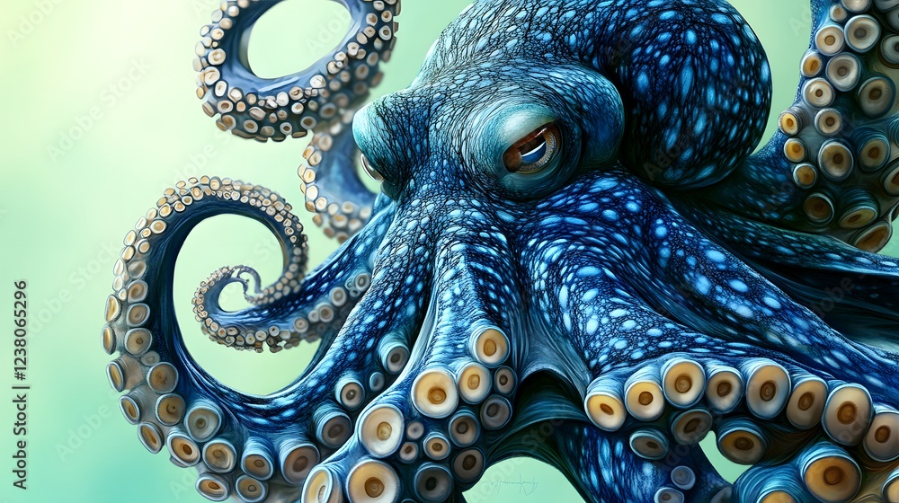 Fototapeta premium A Detailed Close Up Of A Blue Octopus Tentacles