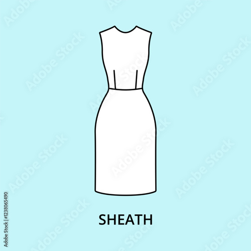 Sheath waist dress vector icon editable stroke